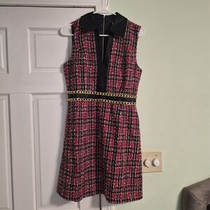VENUS Pink and Black Plaid Formal Dress